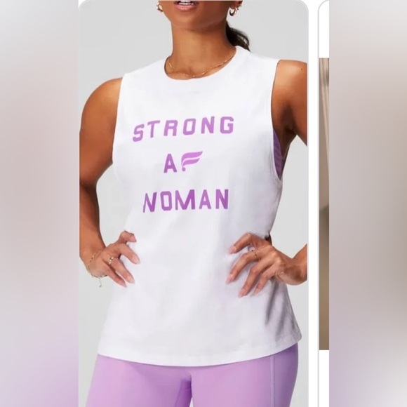 Fabletics international women’s day muscle tank Strong AF Woman top - Picture 1 of 10